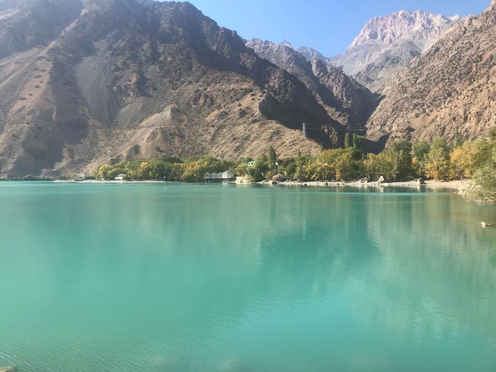 This is Iskanderkul on the most beautiful lake in Fan mountian